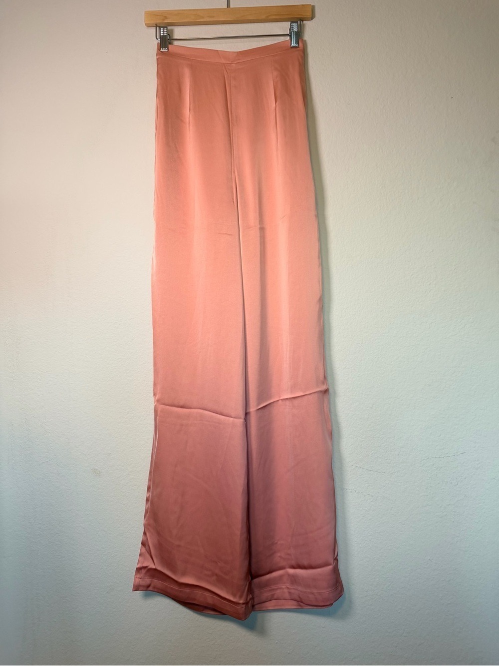 Andrea Iyamah Uchi Pants Powder Peach Satin Wide Leg XS - Picture 8 of 9